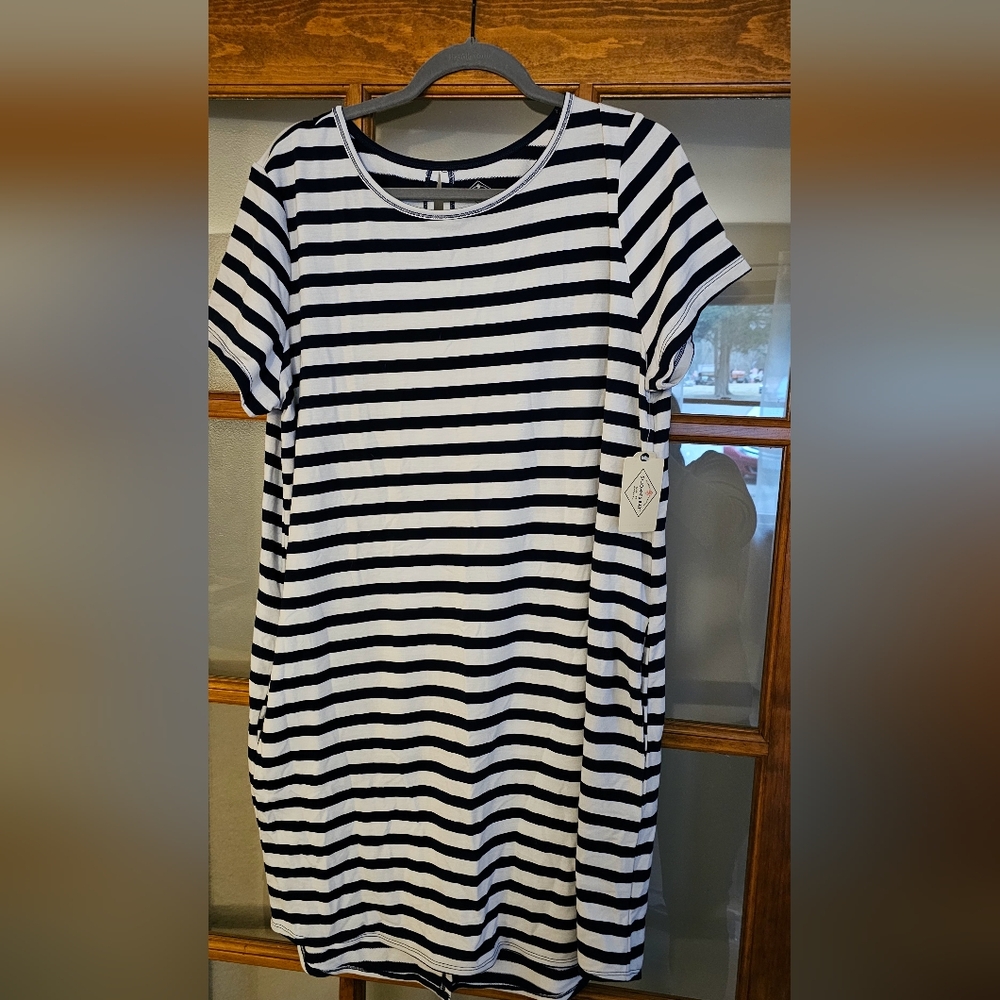J. Crew Black and White Striped Dress